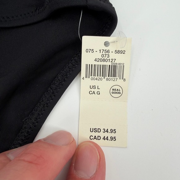 Aerie Black High Waisted Full Coverage Bikini Bottoms Cross Waist Size L NWT - Picture 3 of 11